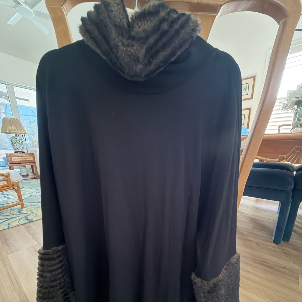 Macy's Black Cowl Neck Sweater with Faux Fur